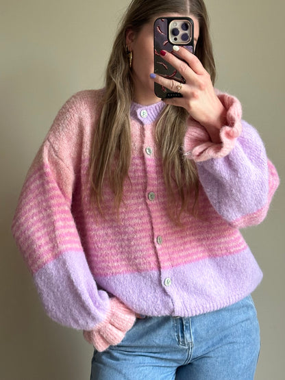 Lisa gestreept vest roze