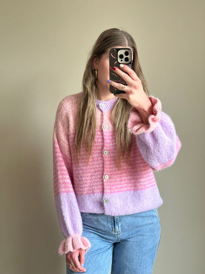 Lisa gestreept vest roze