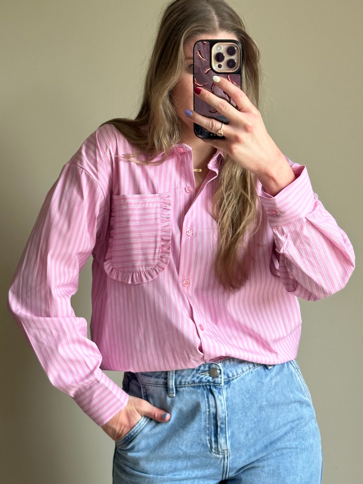 Lisan strepen blouse pink