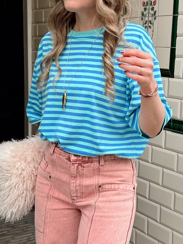 Loes t-shirt met strepen blauw