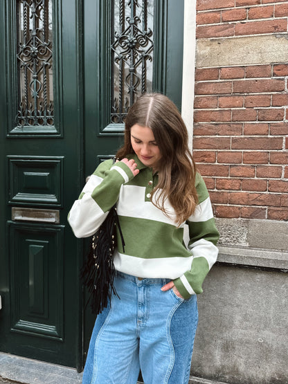 Lotte polo sweater streep groen