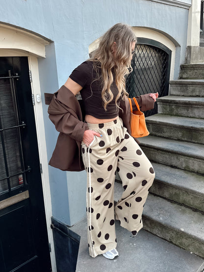 Lyla polkadot pantalon bruin