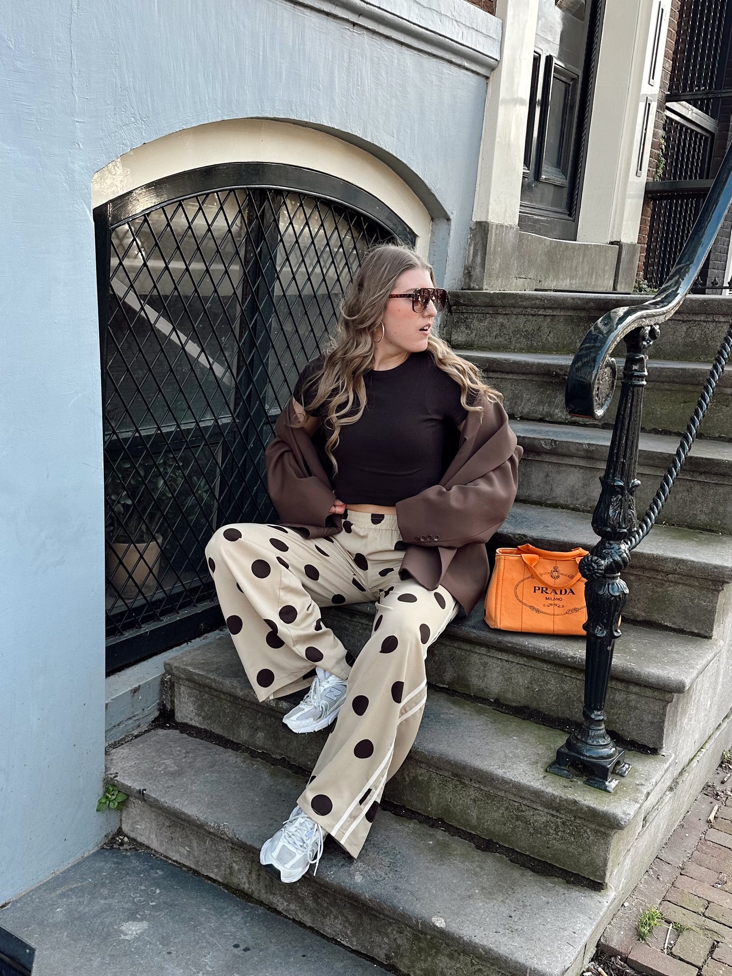 Lyla polkadot pantalon bruin