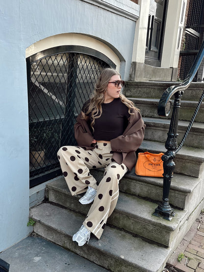 Lyla polkadot pantalon bruin