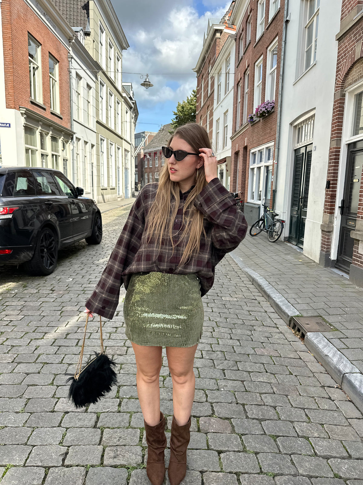 Nani sequin skirt army green