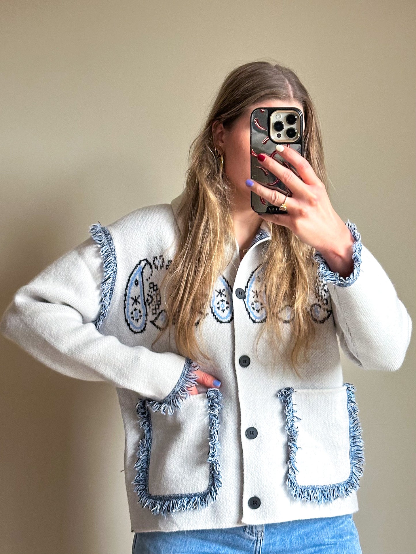 Noa bandanaprint vest grey blue