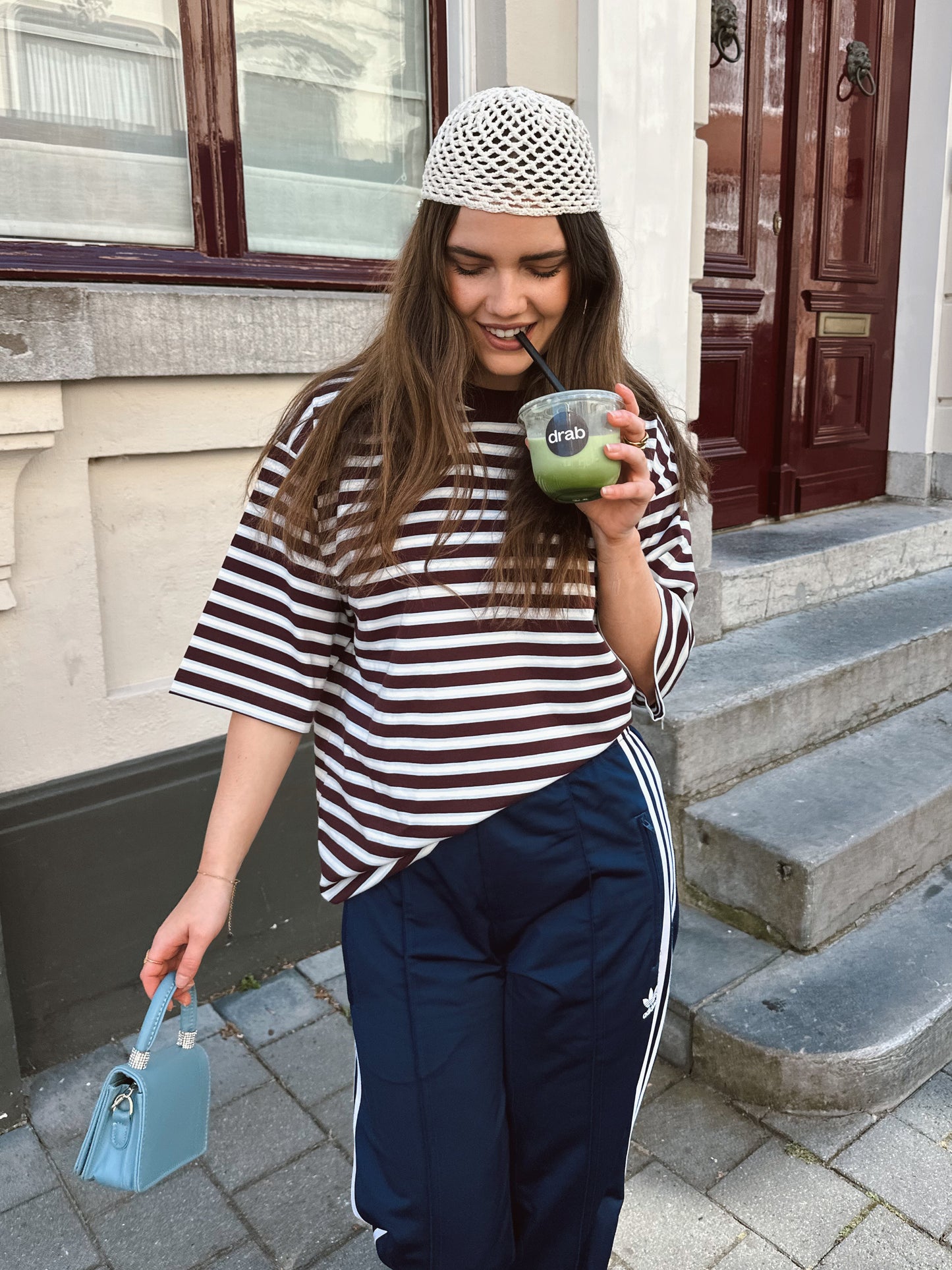 Olivia t-shirt met strepen bordeaux