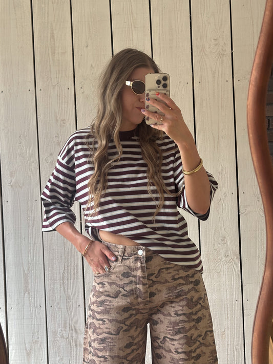 Olivia t-shirt met strepen bordeaux