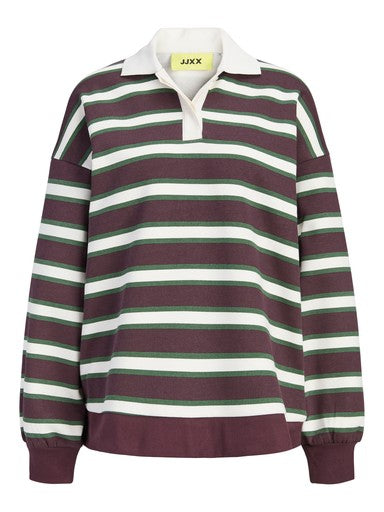 Paloma gestreepte longsleeve polo brown/green
