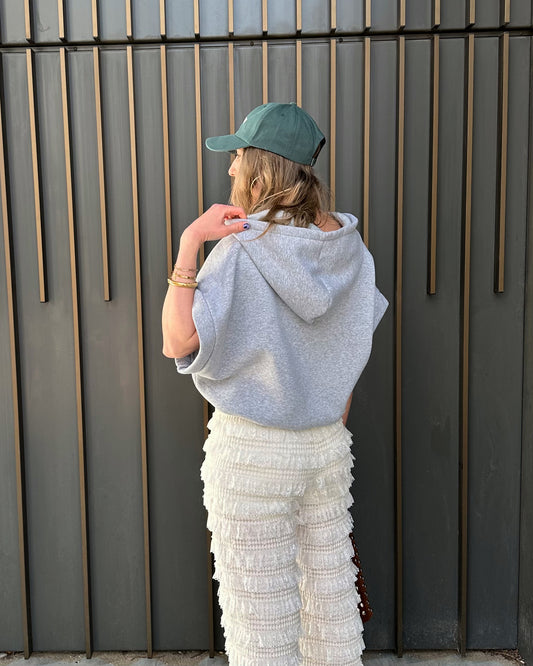 Peggy zipper hoodie short sleeve grey