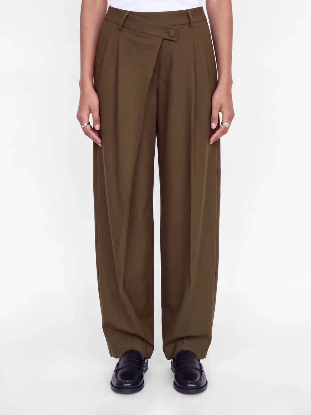 Polina Filippa barrel pantalon overslag brown