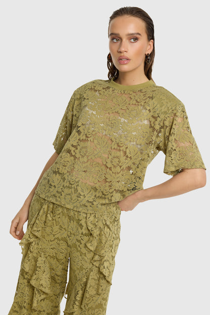 Refined Department ANGIE t-shirt gebloemd army green
