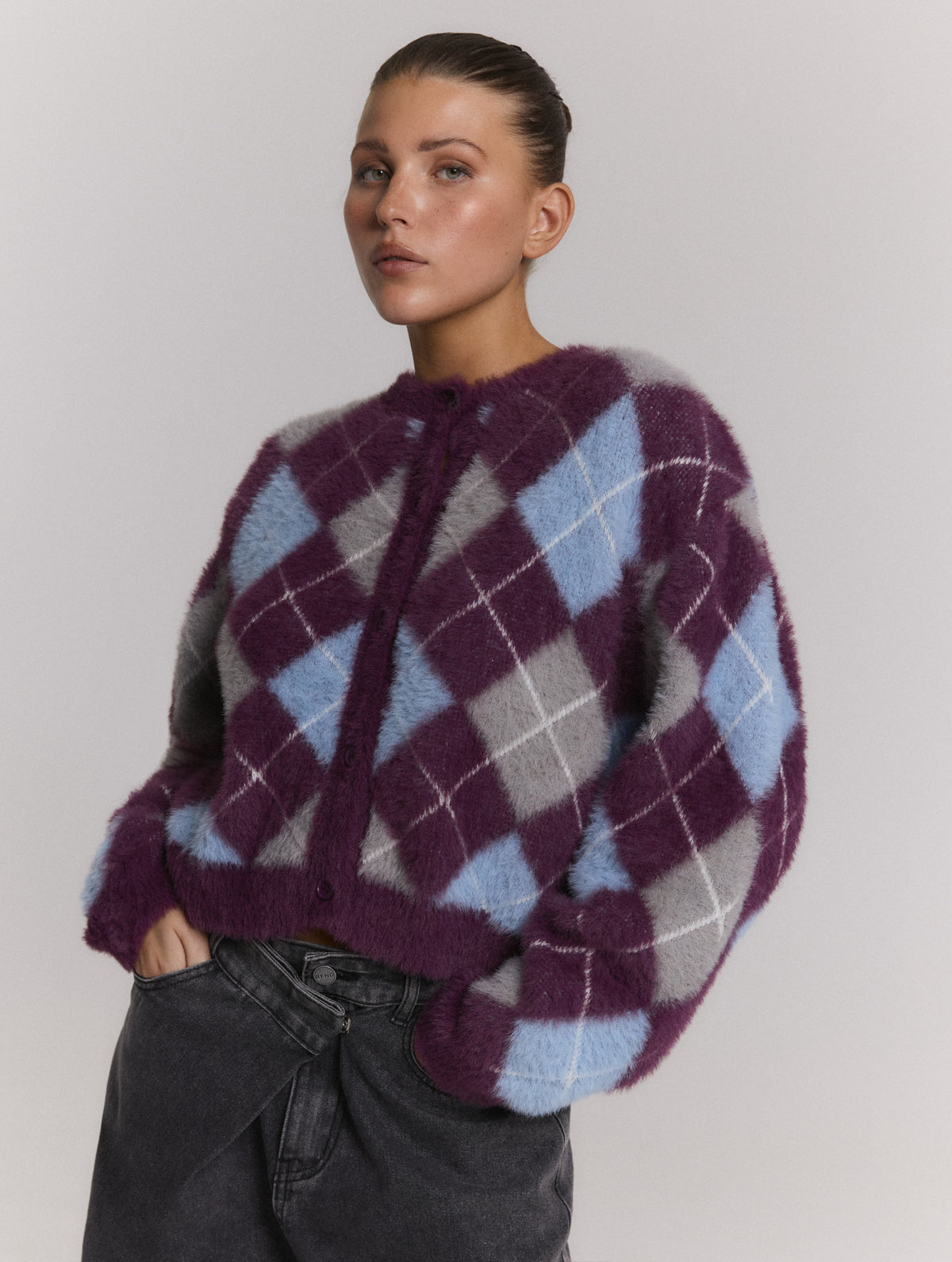 Refined Department Nomi cardigan ruit purple