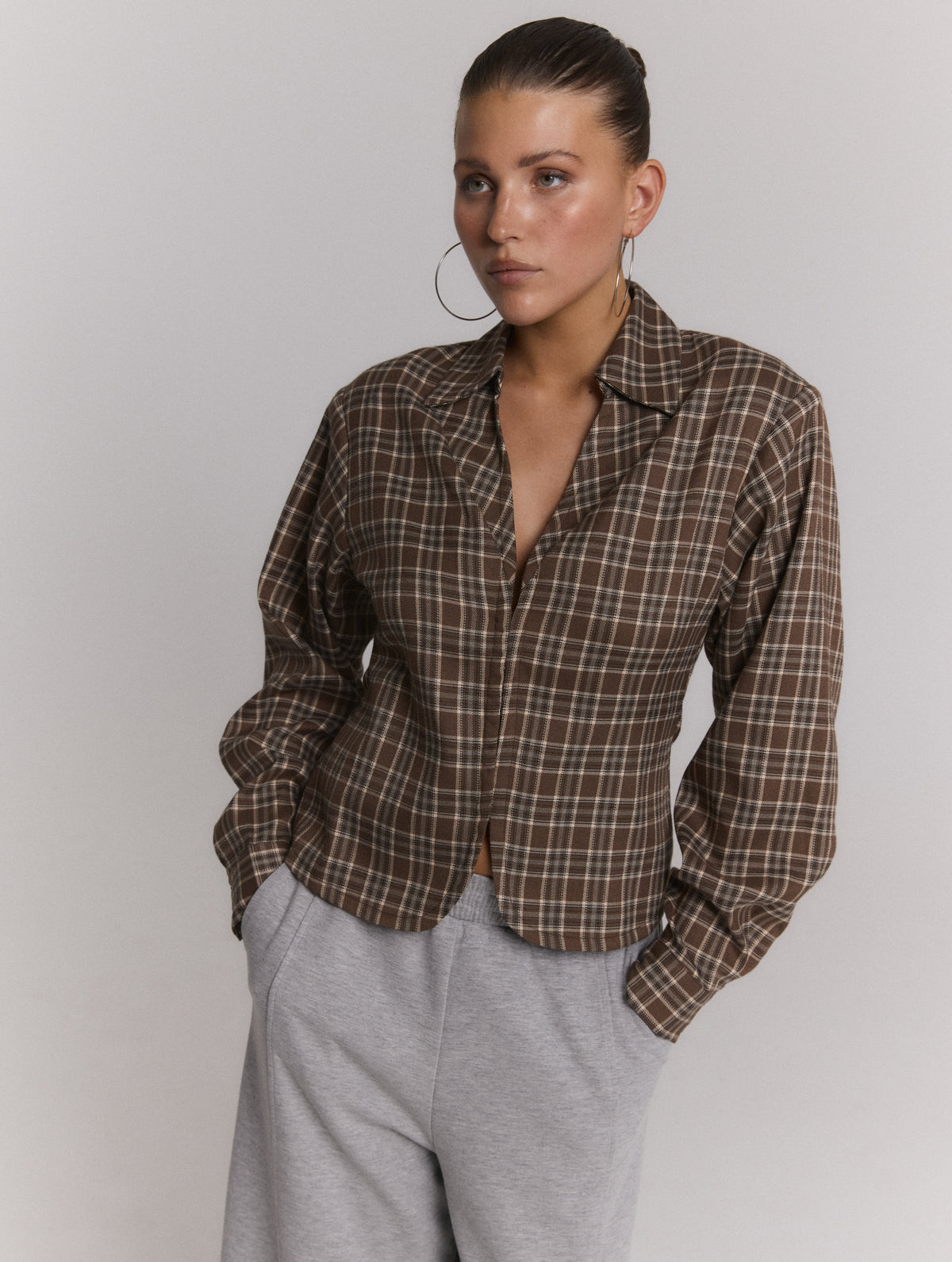 Refined Department Syd blouse checkered brown