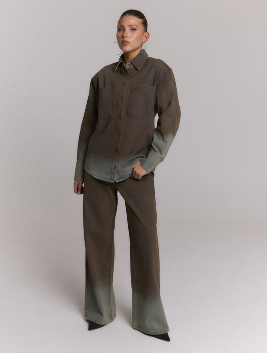 Refined Department NARO washed denim blouse bruin