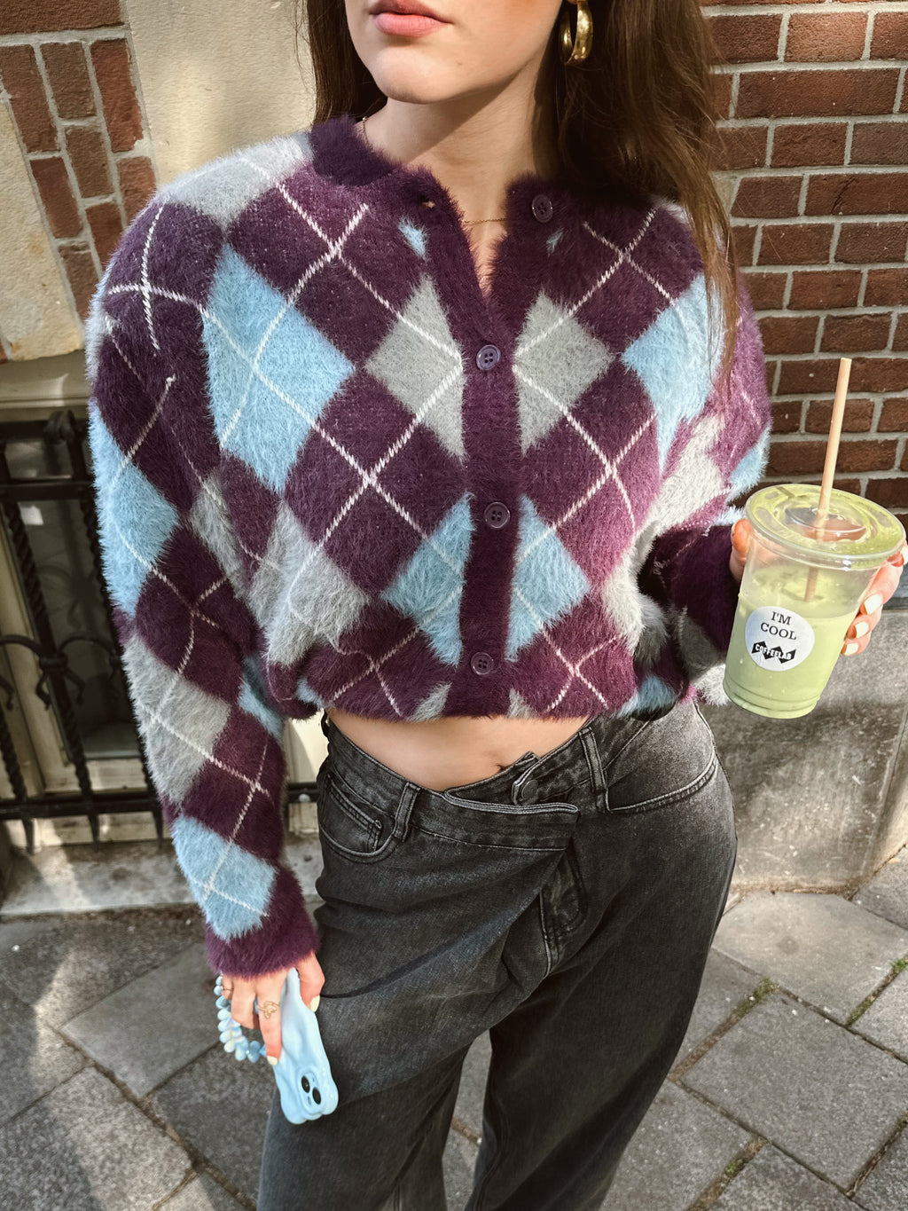 Refined Department Nomi cardigan ruit purple