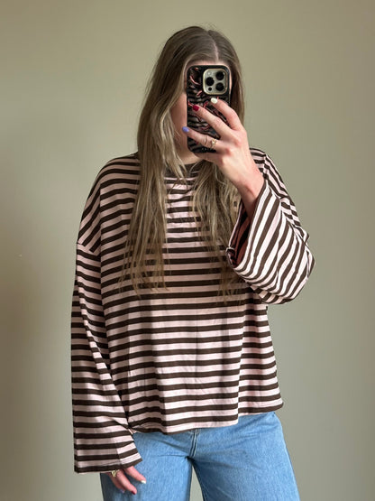 Romy gestreepte longsleeve roze