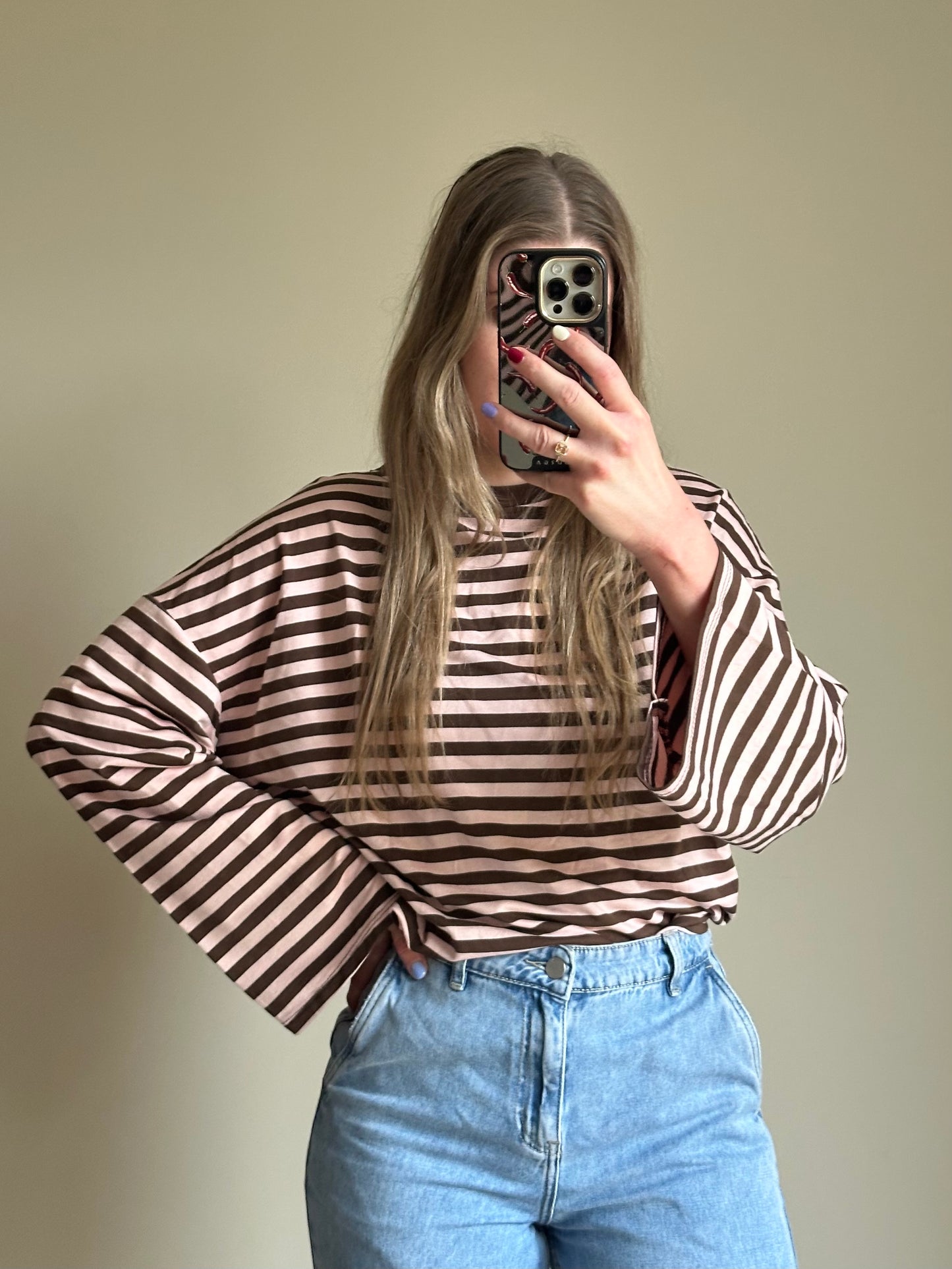 Romy gestreepte longsleeve roze