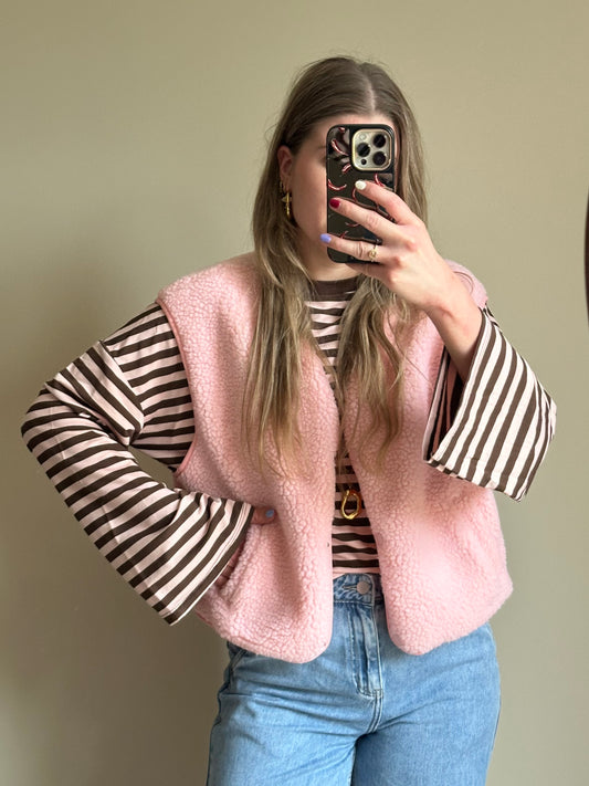 Romy gestreepte longsleeve roze
