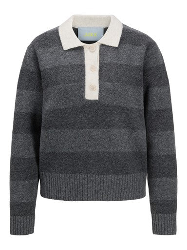Ruby gestreepte longsleeve polo grey