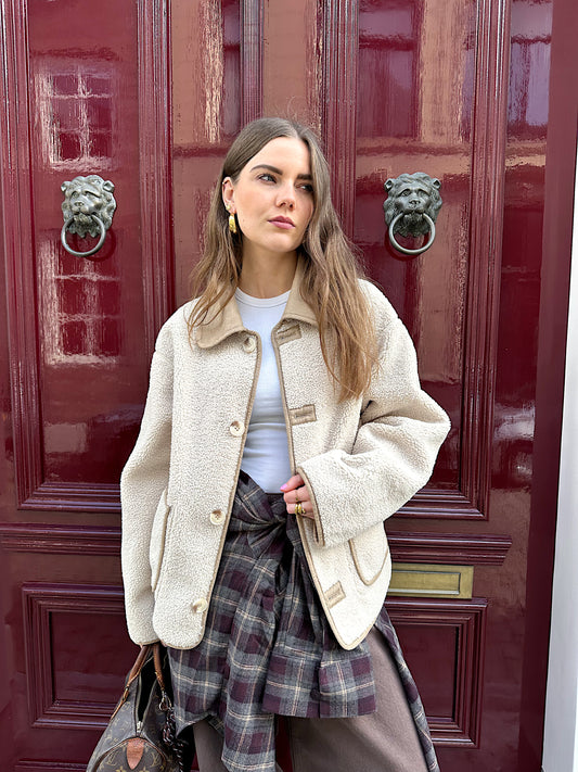 Sadie teddy reversible suede jacket camel