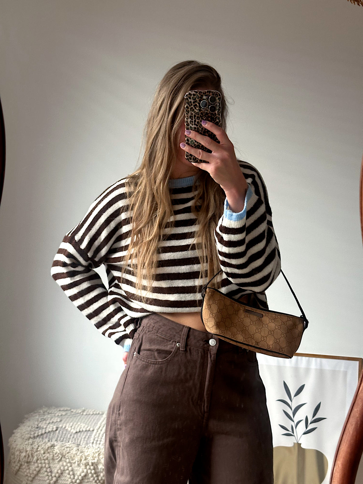 Sage streep trui bruin blauw
