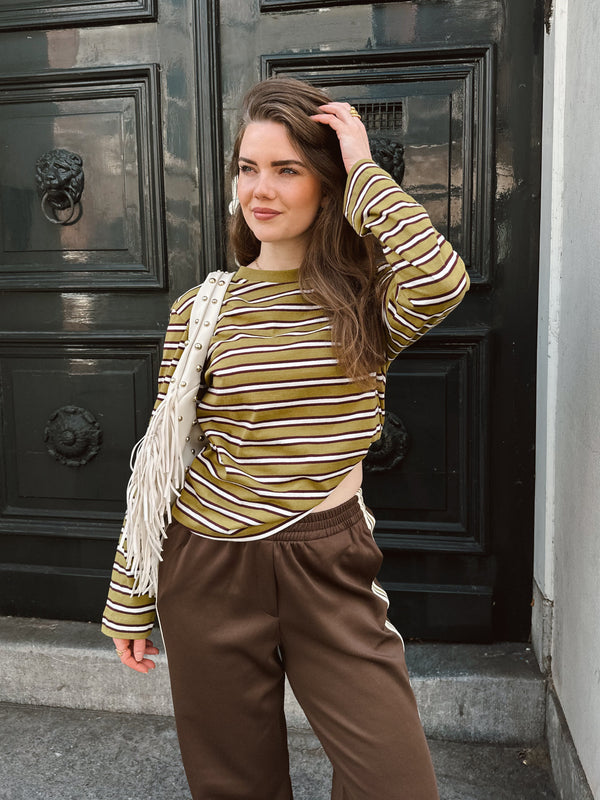 Sophia boxy striped longsleeve green