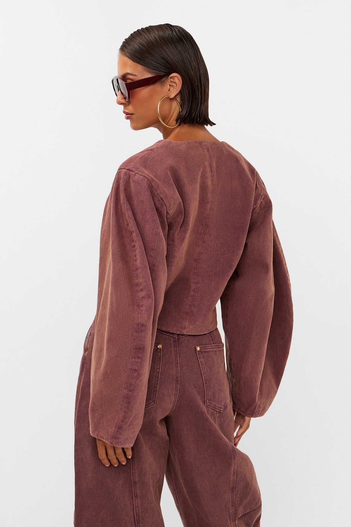 Studio Amaya Kael denim jacket bordeaux