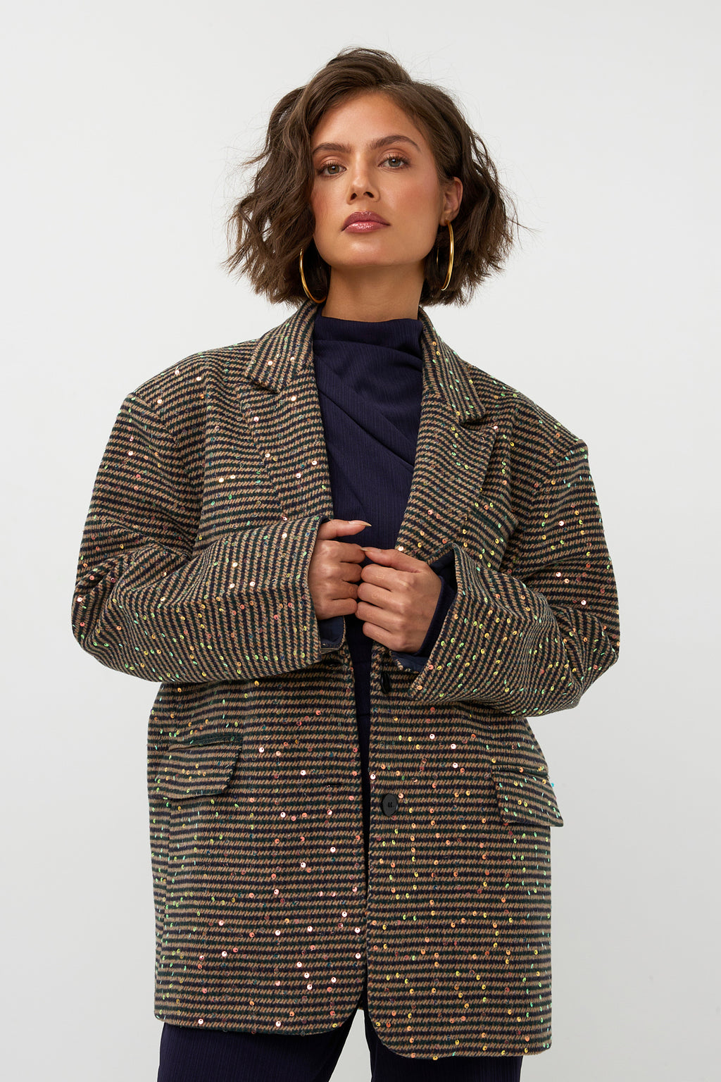 Studio Amaya Midnight blazer checkered brown