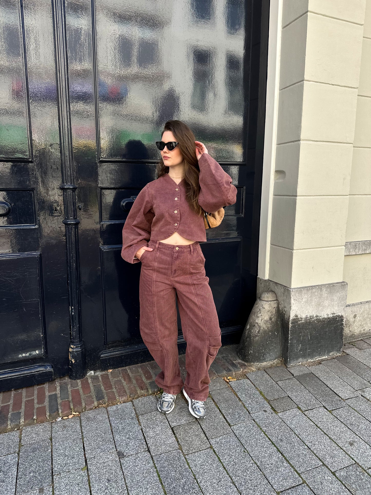 Studio Amaya Rift broek bordeaux