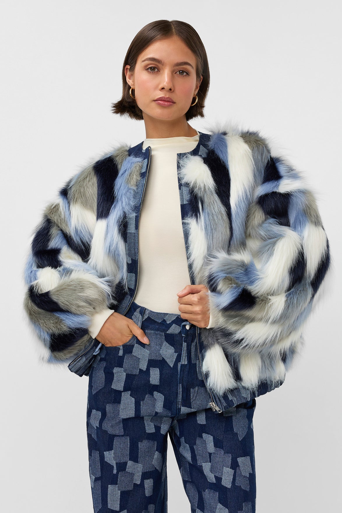 Studio Amaya Spirit Animal Jacket faux-fur blue