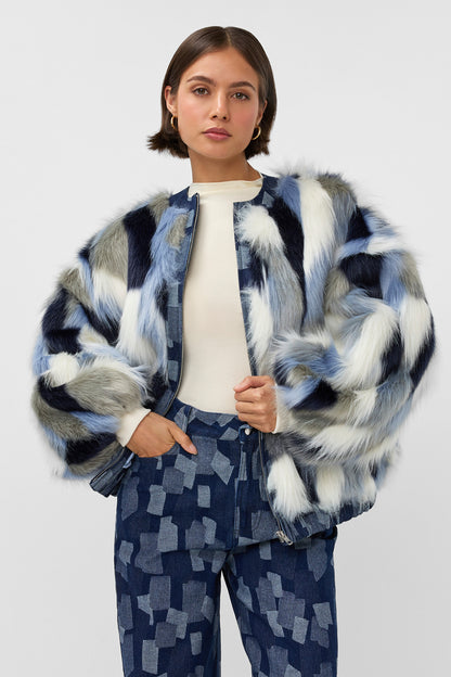 Studio Amaya Spirit Animal Jacket faux-fur blue