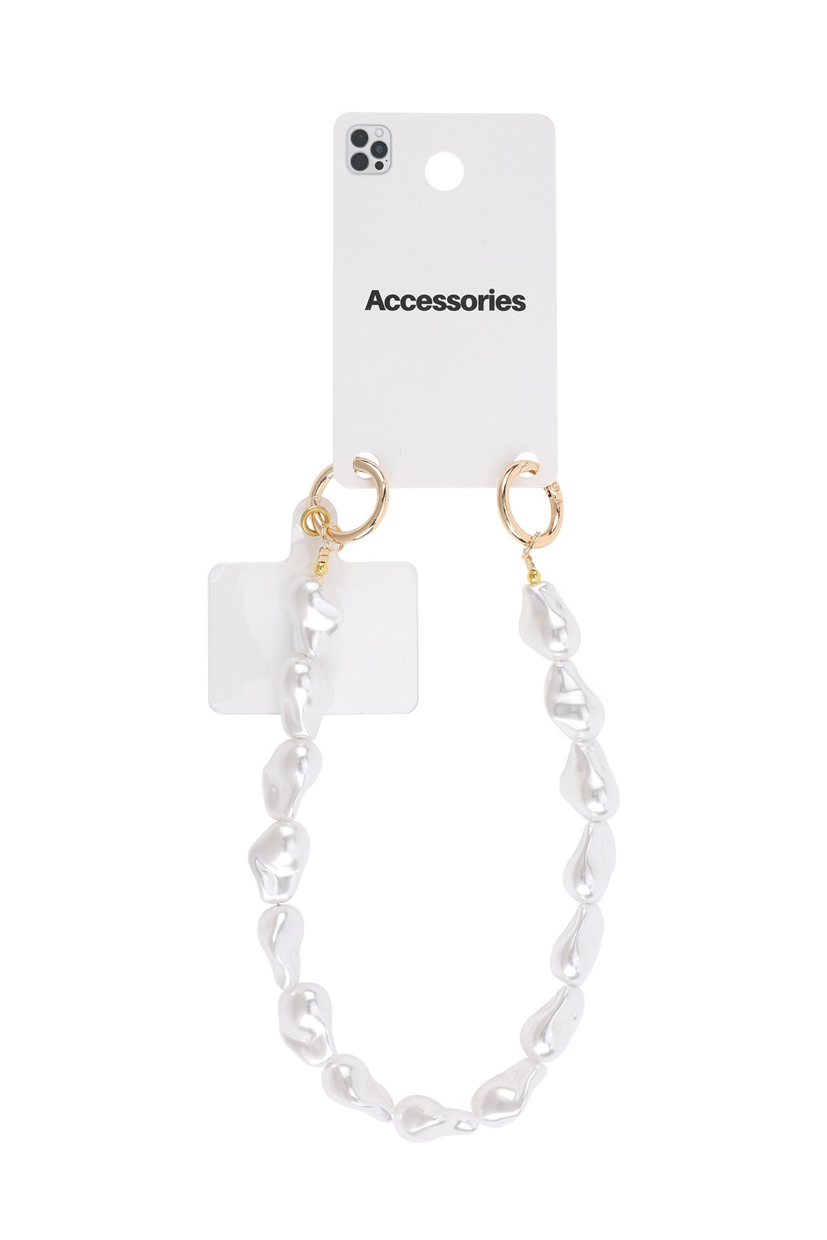 Telefoonkoord met Pearl charms wit