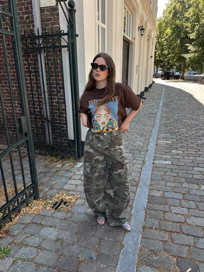 Tessa camouflage jeans baggy barrel fit army