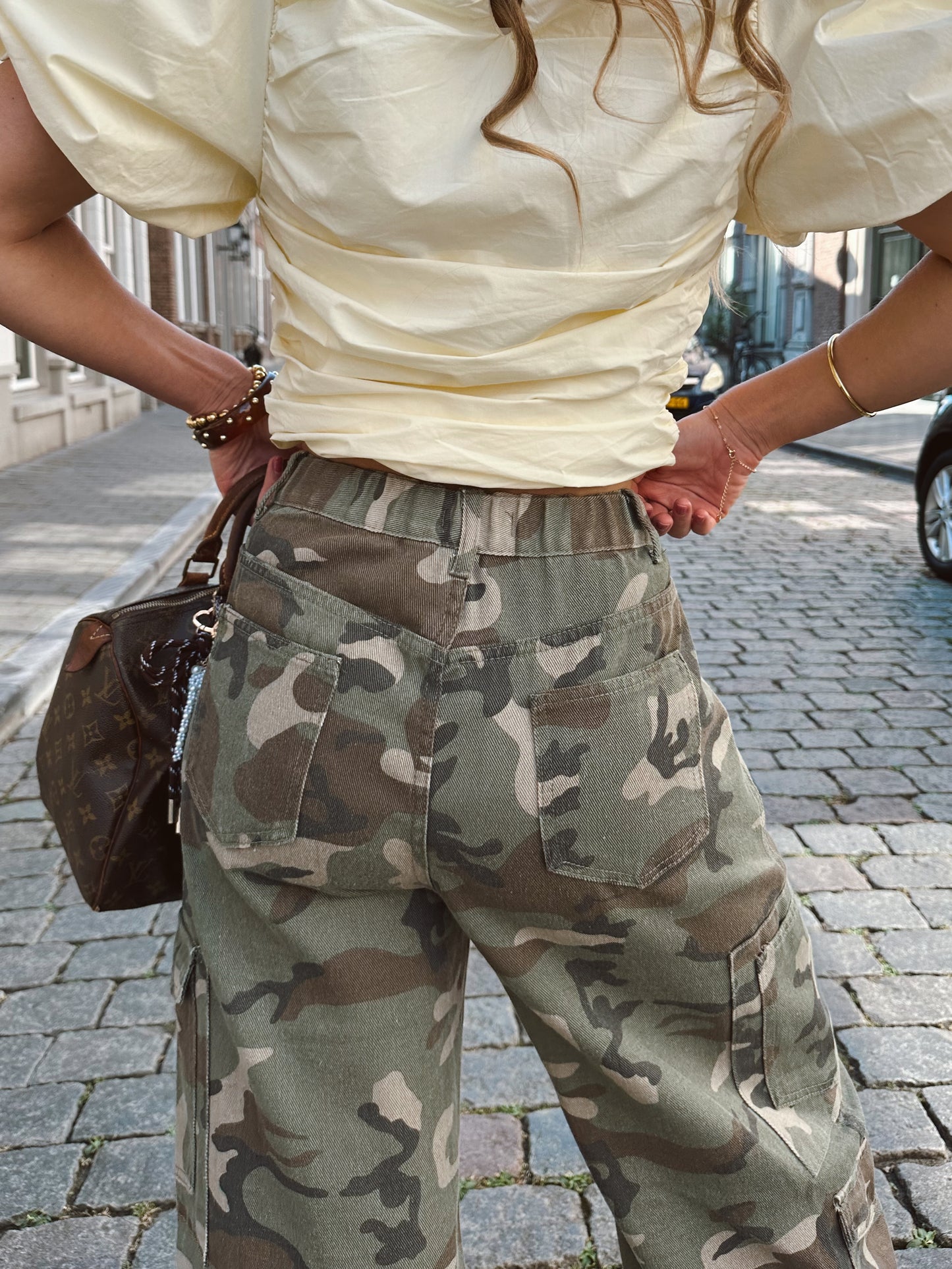 Tessa camouflage jeans baggy barrel fit army