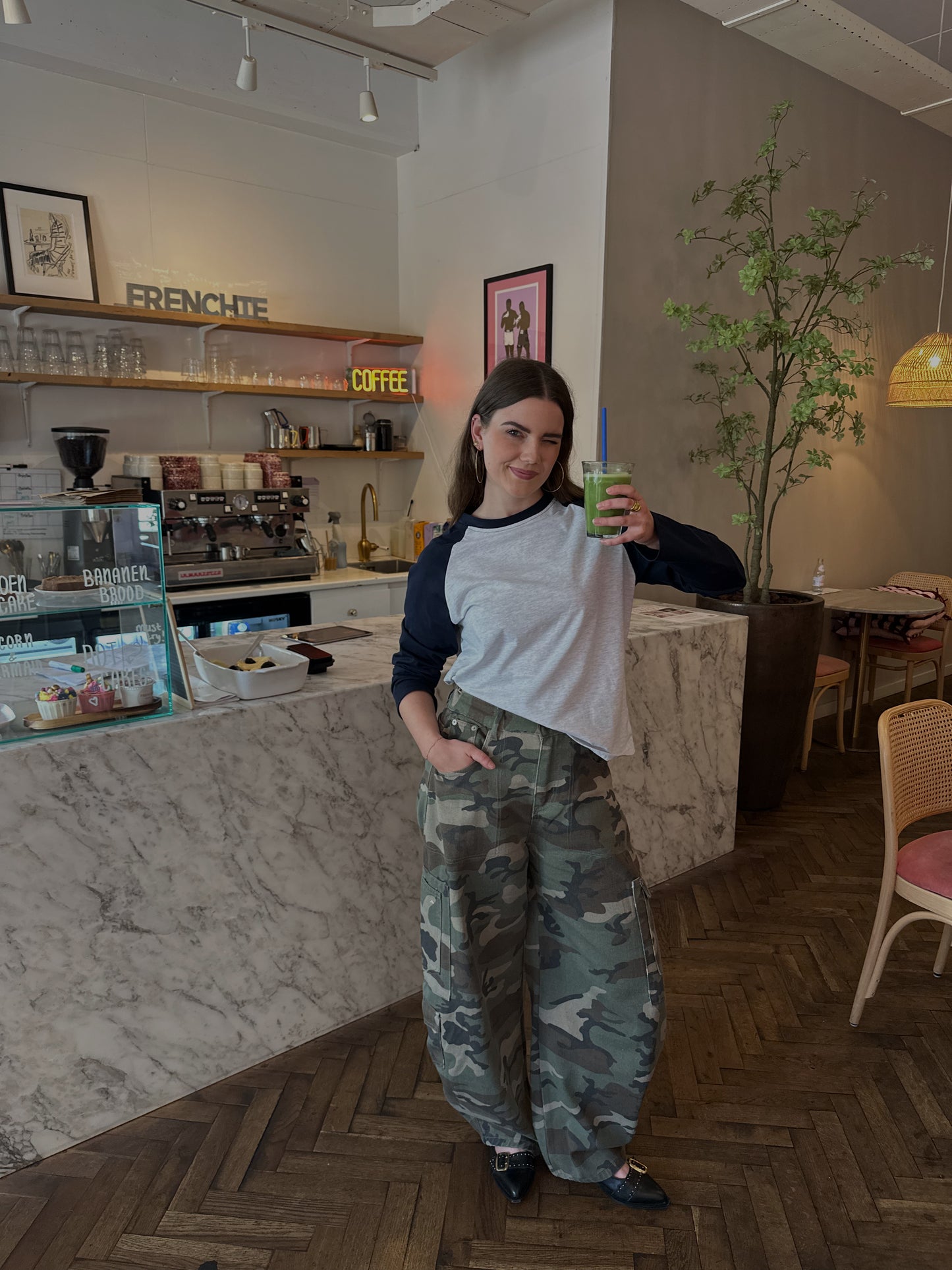 Tessa camouflage jeans baggy barrel fit army