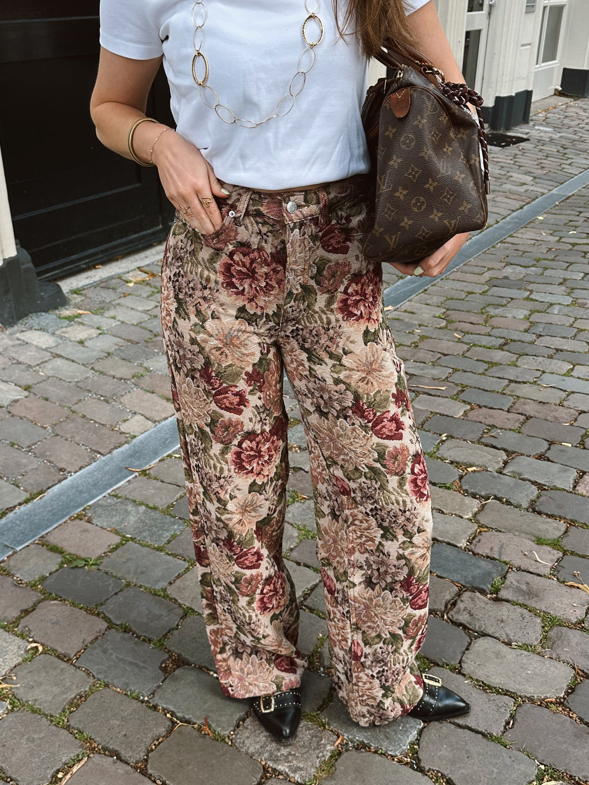 Zoe Julia wide leg broek vintage flowers