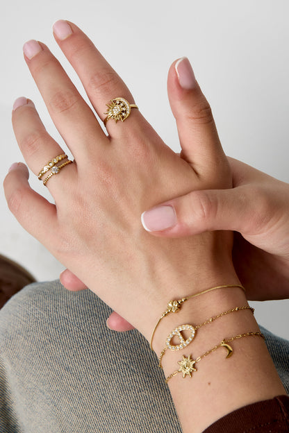 To the moon and back adjustable ring met zon en maan