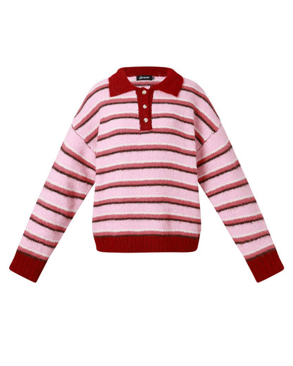 Maud polo trui stripes bruin