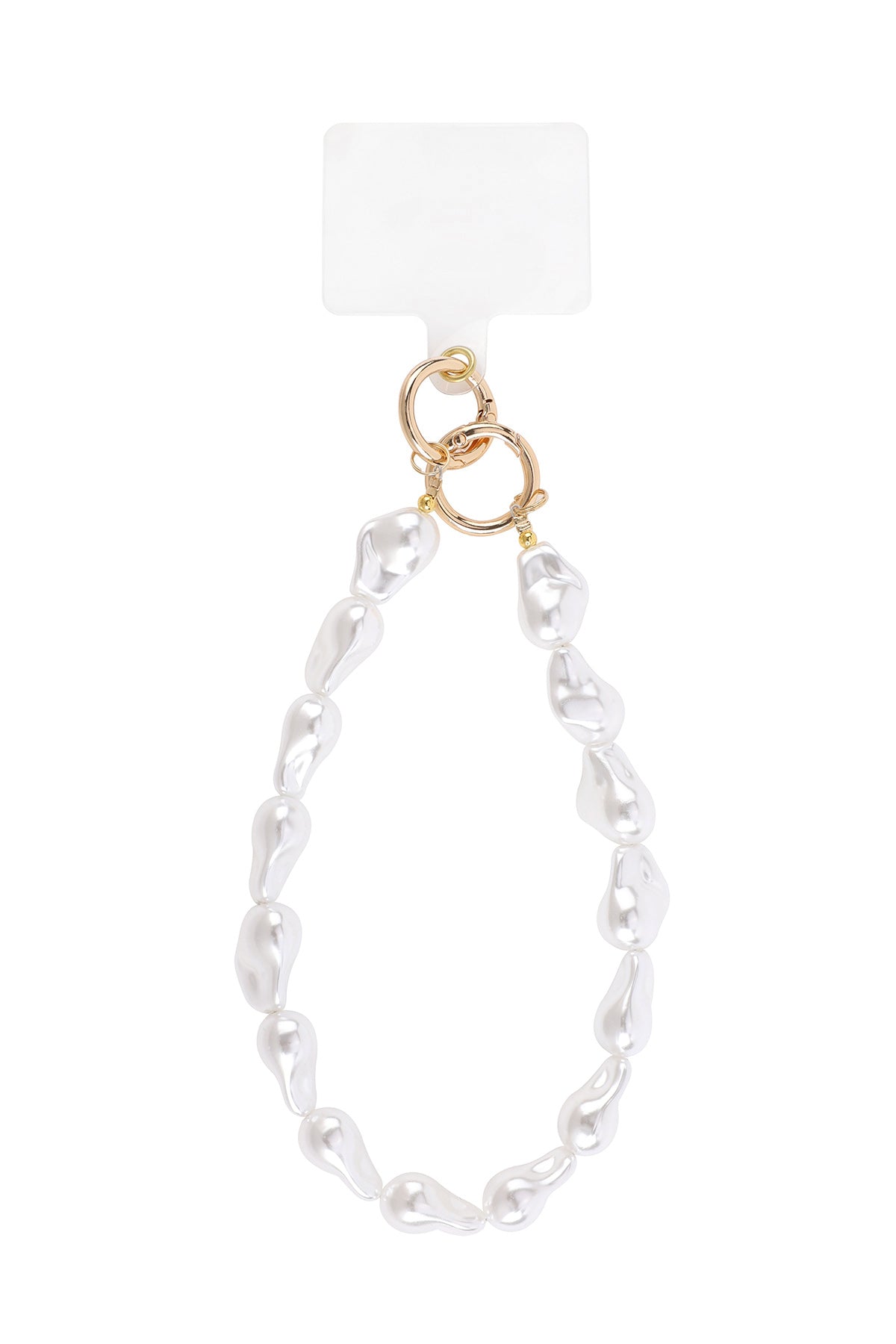 Telefoonkoord met Pearl charms wit