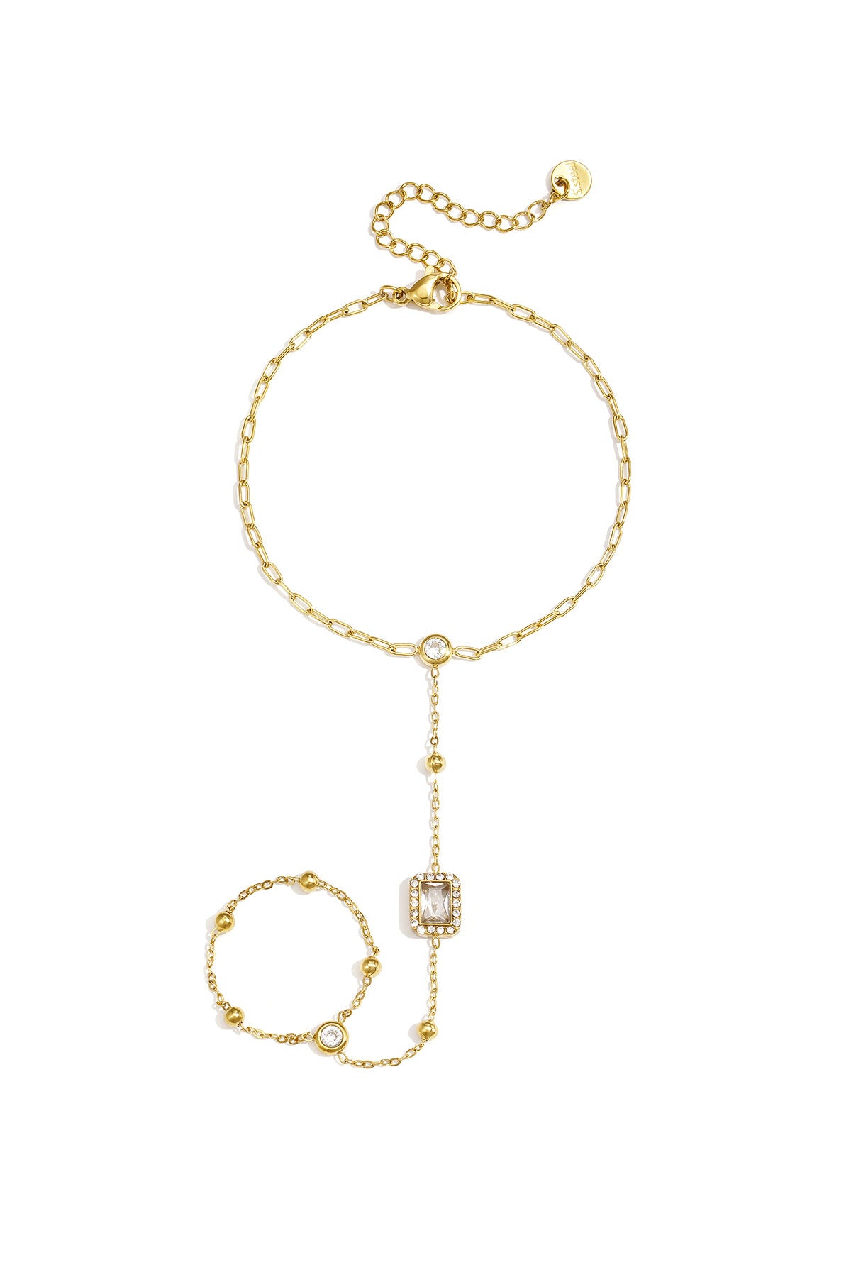 Begin again handchain armband met steentje