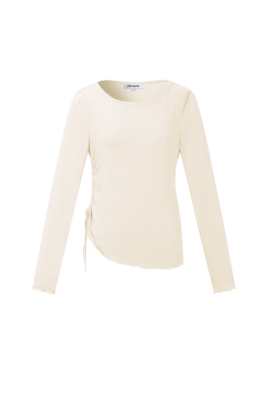 Elles soft getailleerde longsleeve creme