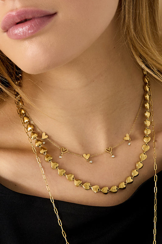 Always yours ketting kort met hartjes gold