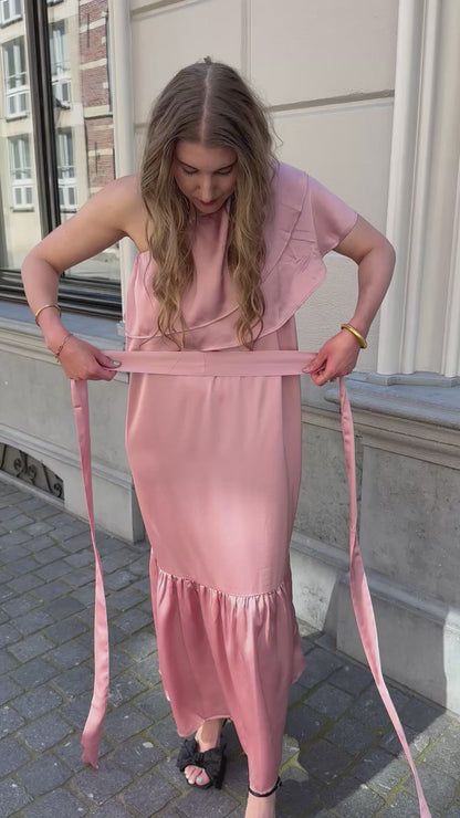 Studio Amaya Linne jurk roze